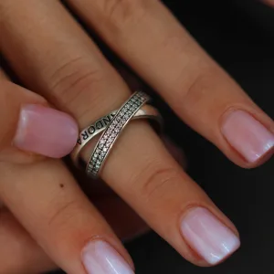 Srebrni dupli prsten sa cirkonima