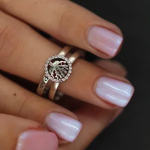 Srebrni dupli prsten sa simbolom drvo zivota