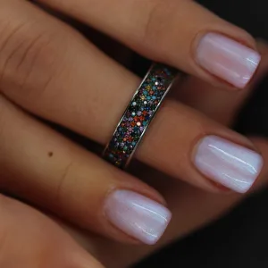 Srebrni tamni prsten tuti frutti