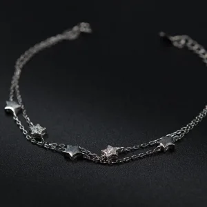 Srebrna dupla narukvica sa zvezdicama