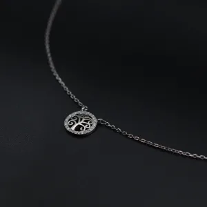 Srebrna ogrlica sa priveskom drvo zivota srednja