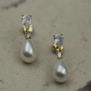 Elegantne pozlacene mindjuse sa bisernom kapljicom