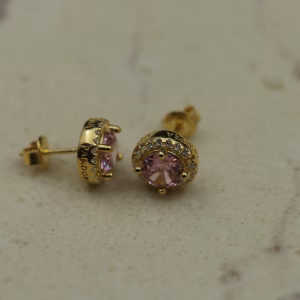 Pozlacene mindjuse sa kristalom i cirkonima ''Rose crystal''