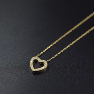 Srebrna pozlacena ogrlica sa motivom srca ''Open heart''