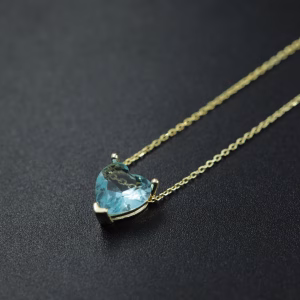 Srebrna pozlacena ogrlica sa motivom srca ''Blue lagoon''