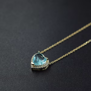 Srebrna ogrlica sa moticom srca u boji ''Plavi san''